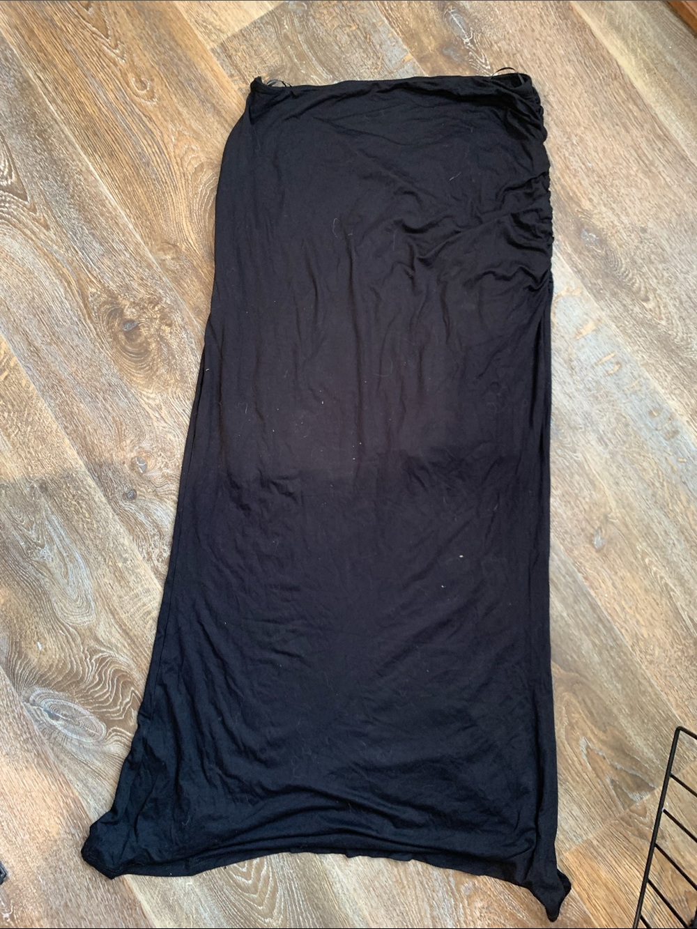 #82 Cider Black Maxi Skirt with Ruched Waist